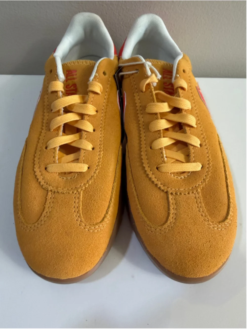 Converse Run Star Trainer Suede Sneakers Mustard Yellow Gum Sole Unisex